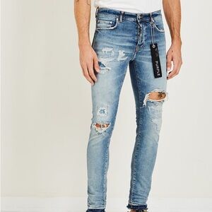 Men's Light Blue Ripped Skinny Jeans